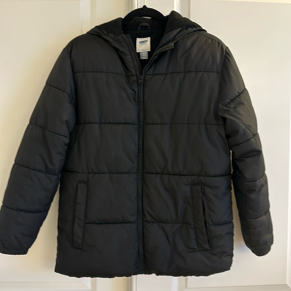 Old Navy kids puffer jacket, blk, size 13-14 boys